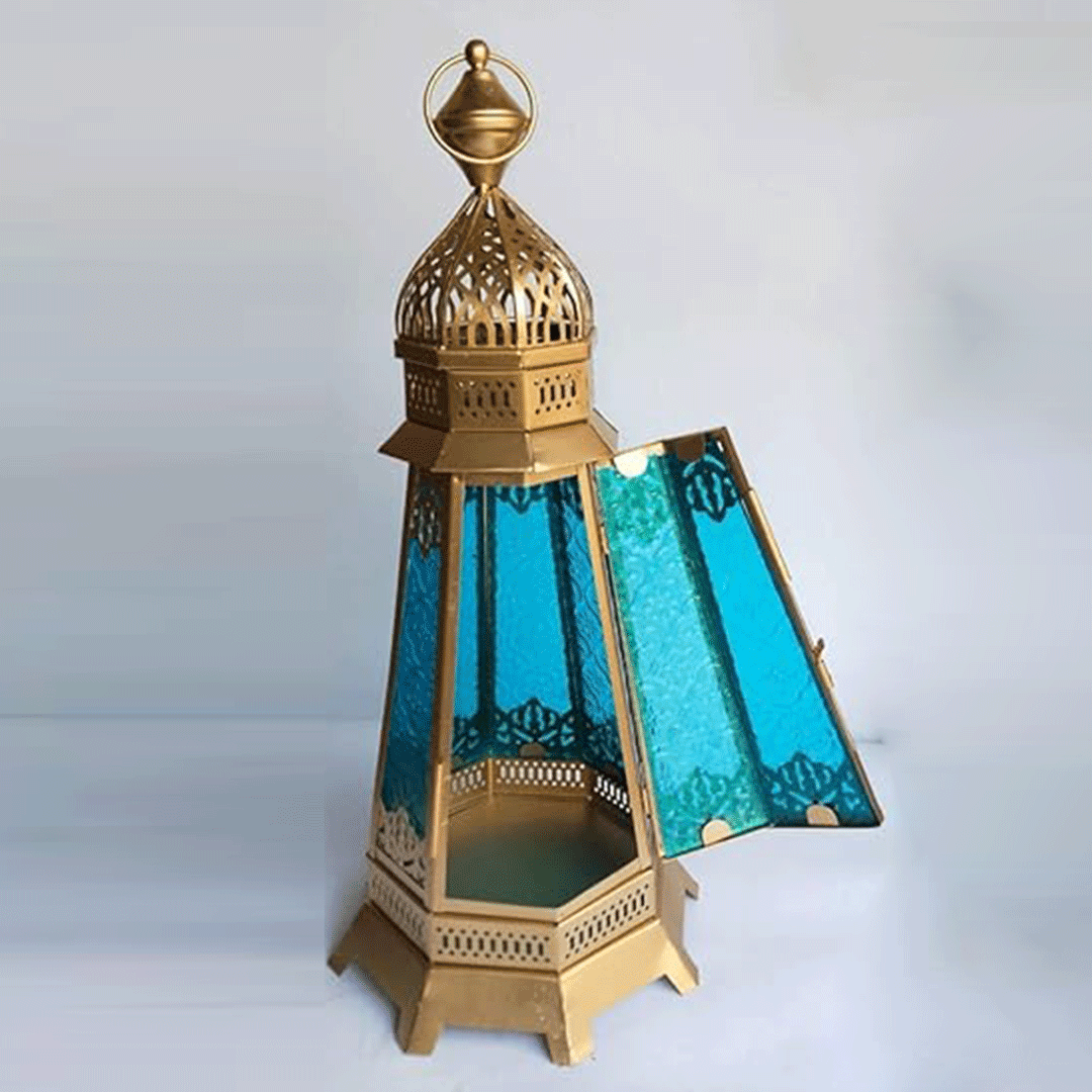 Image of Moroccan Lantern Colored Glass Hanging Lamp