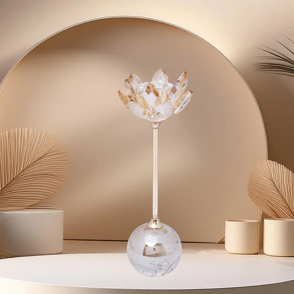 Image of Floral Crystal Ball Base Candle Holder