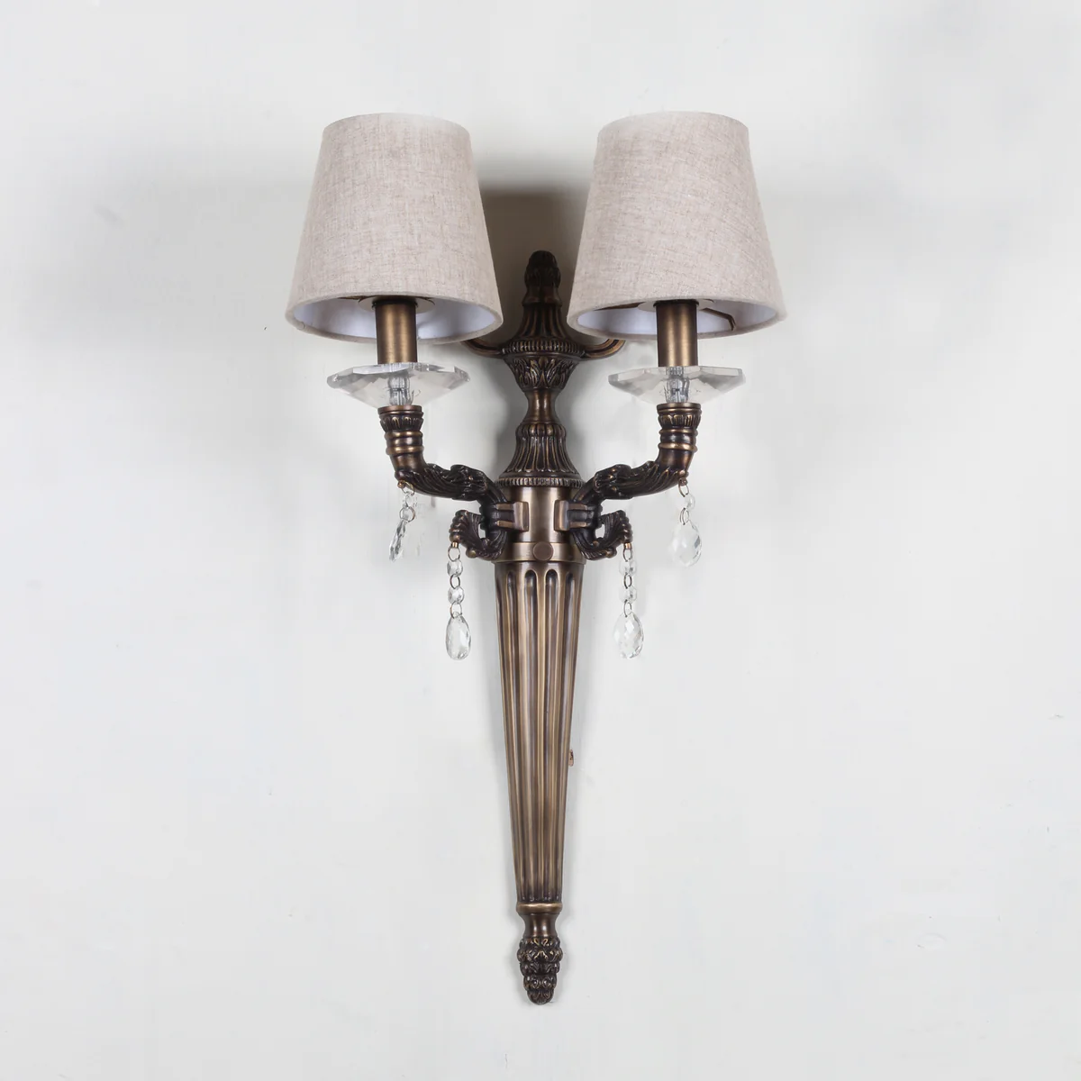 Image of Brass Wall Light with Fabric Lampshade - Classic and Elegant Design
