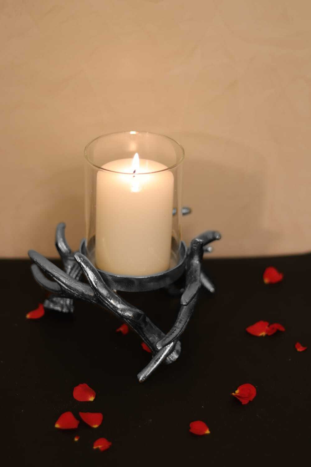 Image of 1 Light Branch Candle Holder in nickle Finish