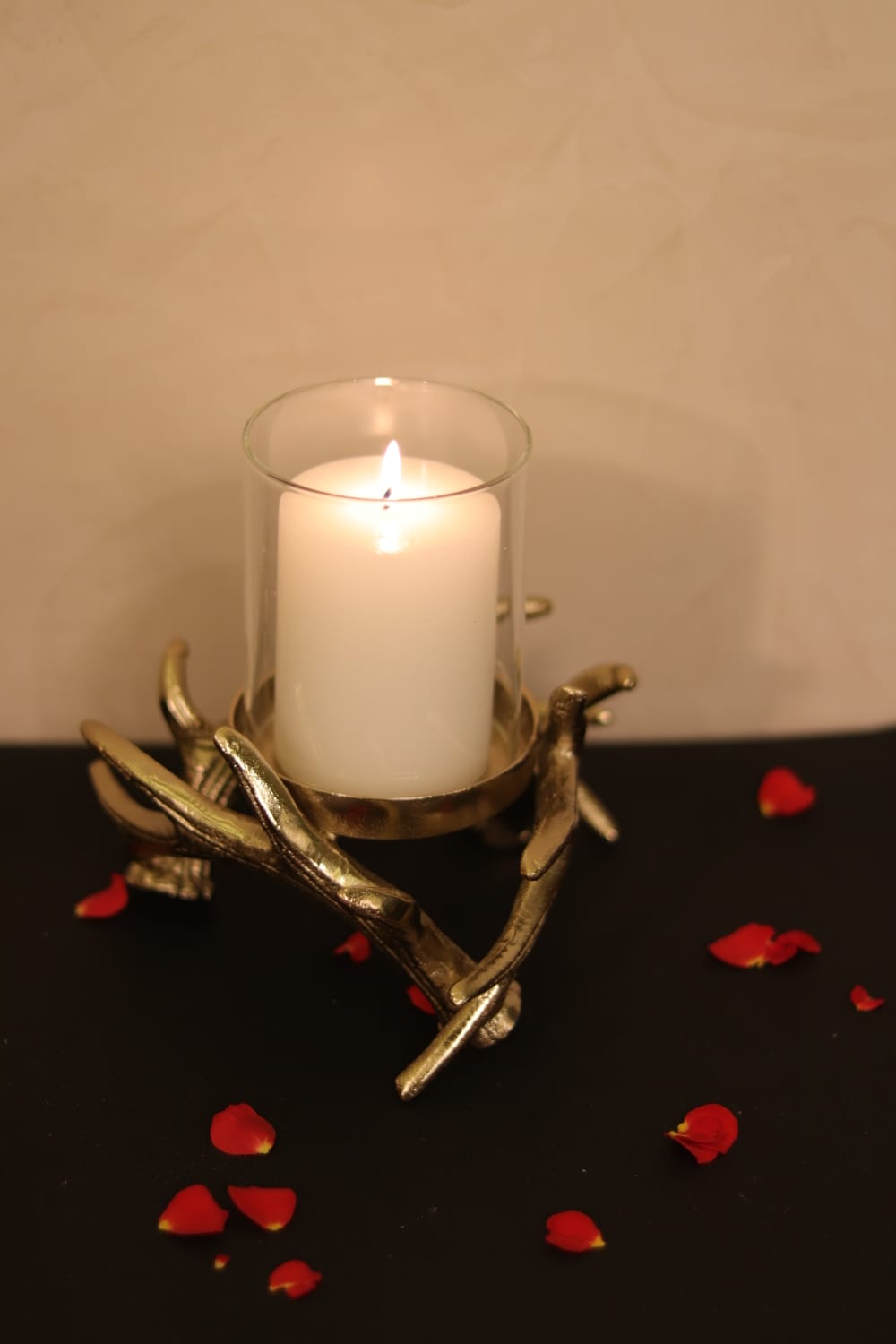 Image of 1 Light Branch Candle Holder in Gold Finish