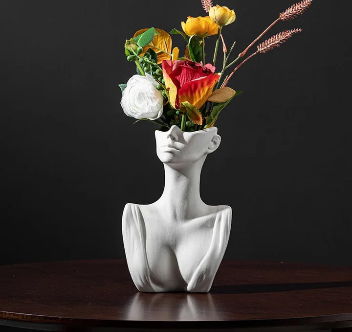 Image of Mid Lady Artifact – White & Black Decorative Sculpture