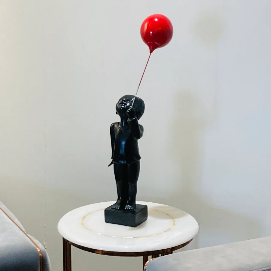 Image of Balloon Boy Decorative Artifact – Black with Red & Golden | 69x17 cm