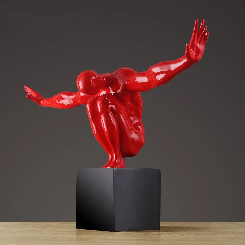 Image of Spread Hand Gymnast Artifact – Red & White Dynamic Decor Piece
