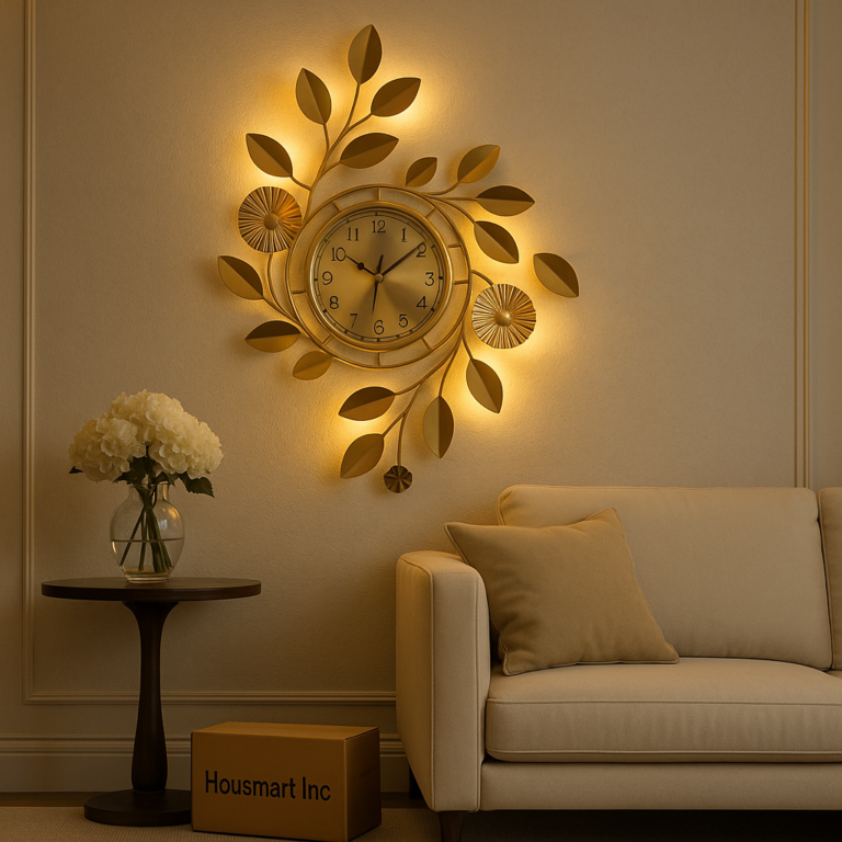 Image of Floral Wall Decoration Clock with LED – Vertical | Decorsway (24x36 Inch)